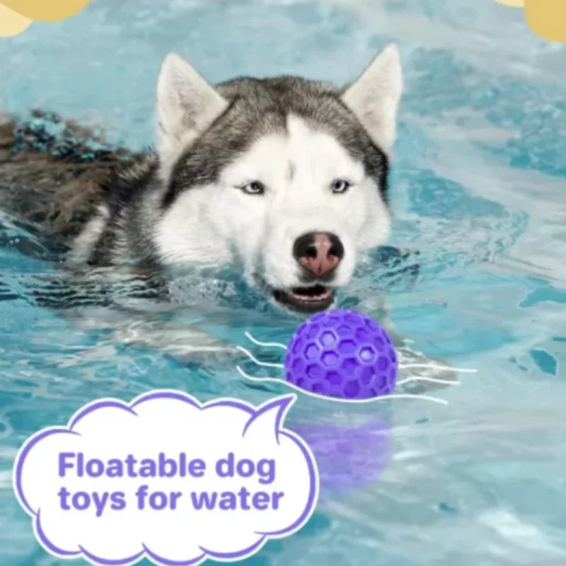 Interactive Dog Toys - Natural Rubber Honeycomb Balls Bite Resistant Teething Chew Toys with Sound for Clean Teeth Pet Play