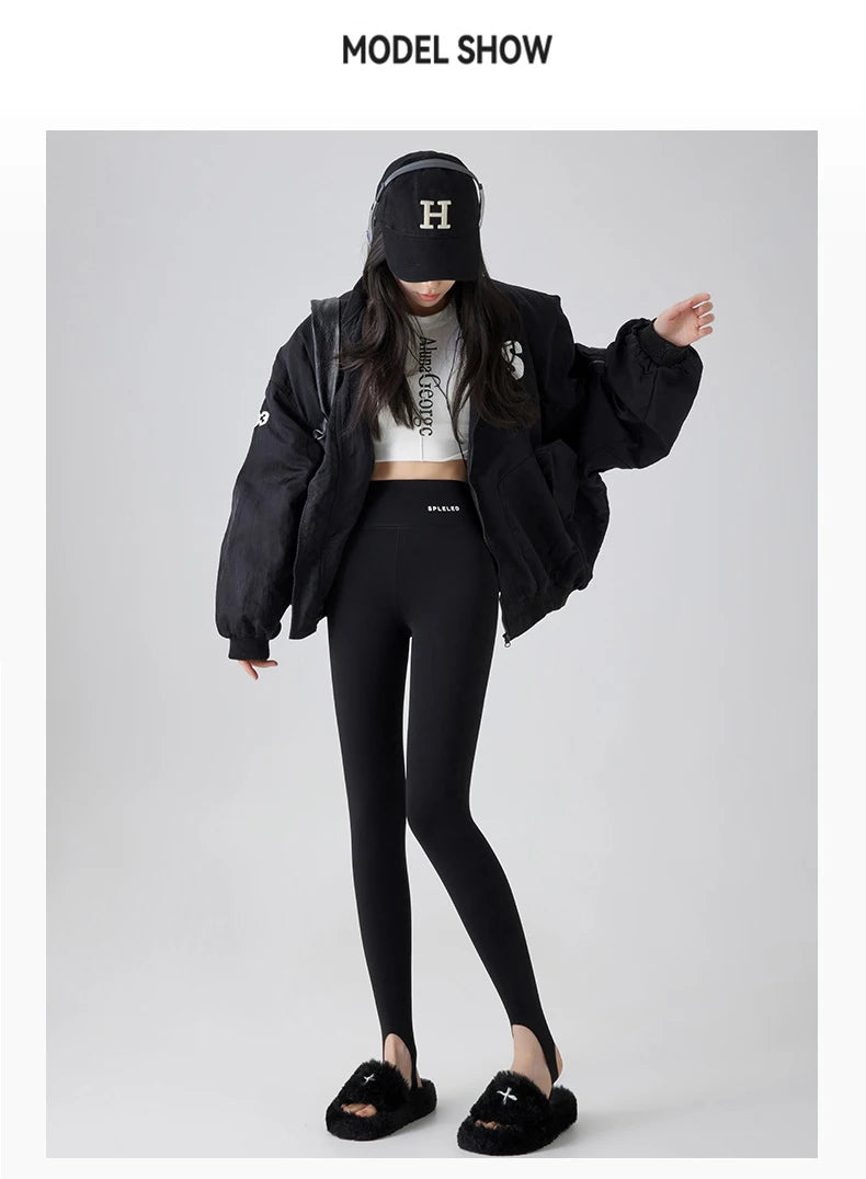 BIVIGAOS Autumn Winter New Rabbit Fleece Thicken Boots Leggings Women Slim Foot Pants Yoga Fitness Sports Warm Shark Leggings