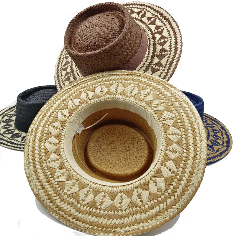Straw hat women breathable sun hat fashion hollow retro straw hat hand-woven summer travel straw hat gorras para hombres
