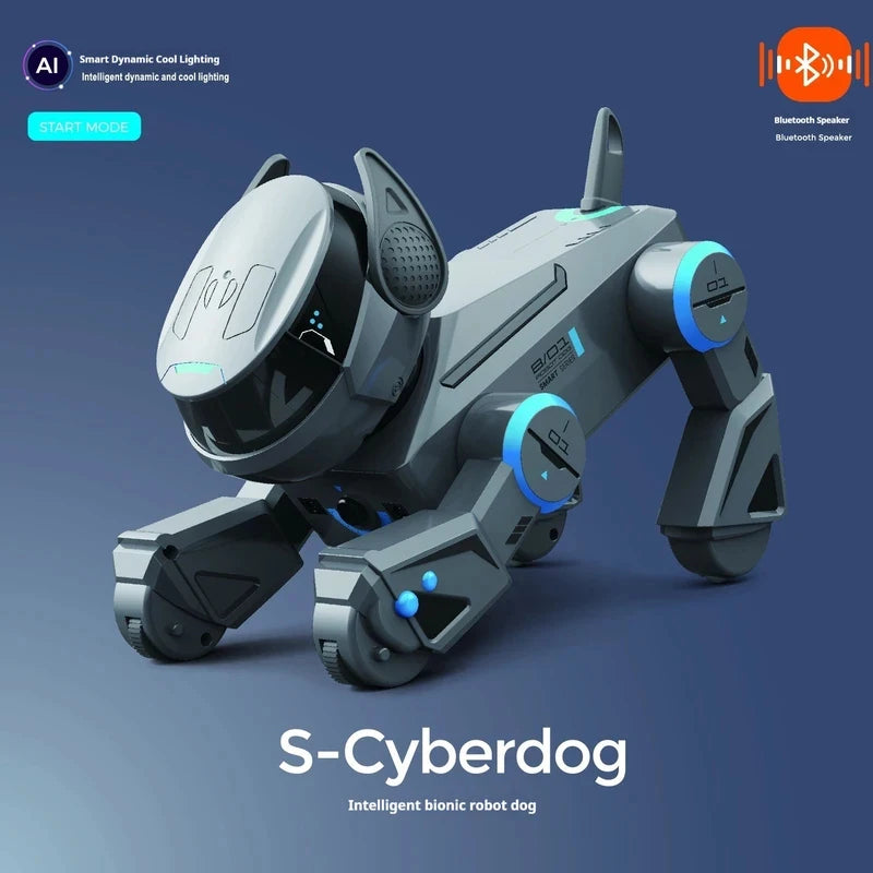 AI intelligent robot dog, interactive toys for children over 6 years old, gesture touch remote control Bluetooth speaker.