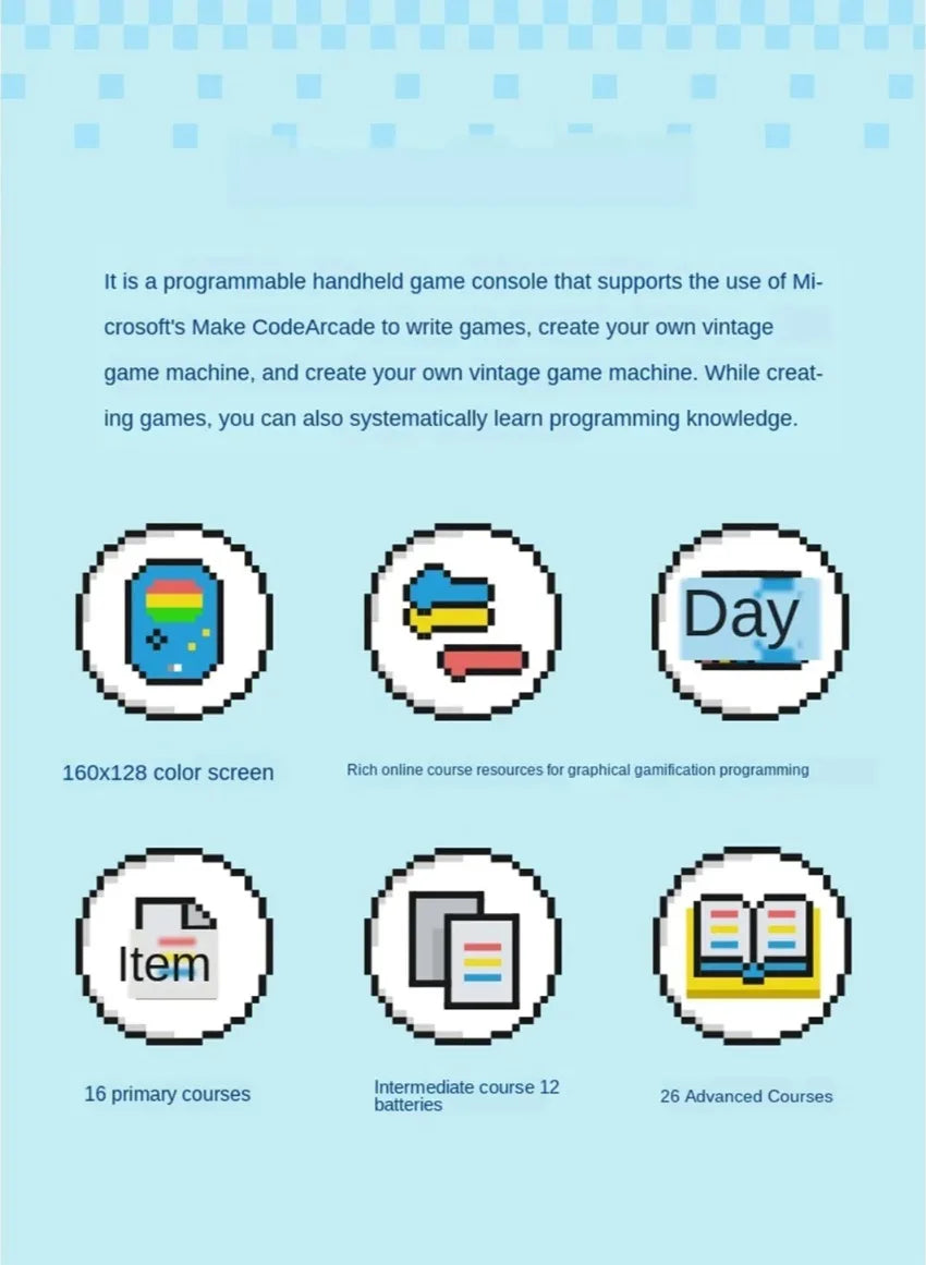GameGo Game Console programmable  Kid's Primary Secondary School Programming Toy Teaching Aids Portable Game Console Handheld