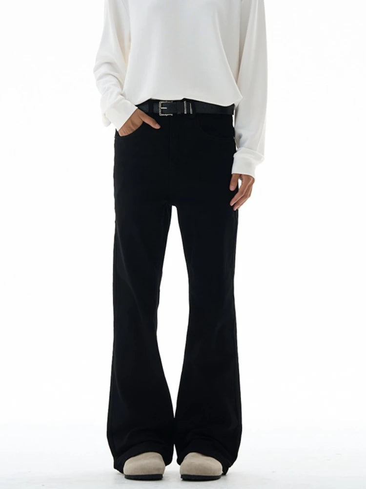 Men's Flared Pants Solid Stretch New Slim Wide Legs Fashion Trousers Hip Hop Casual Hippie Pants Male Streetwear