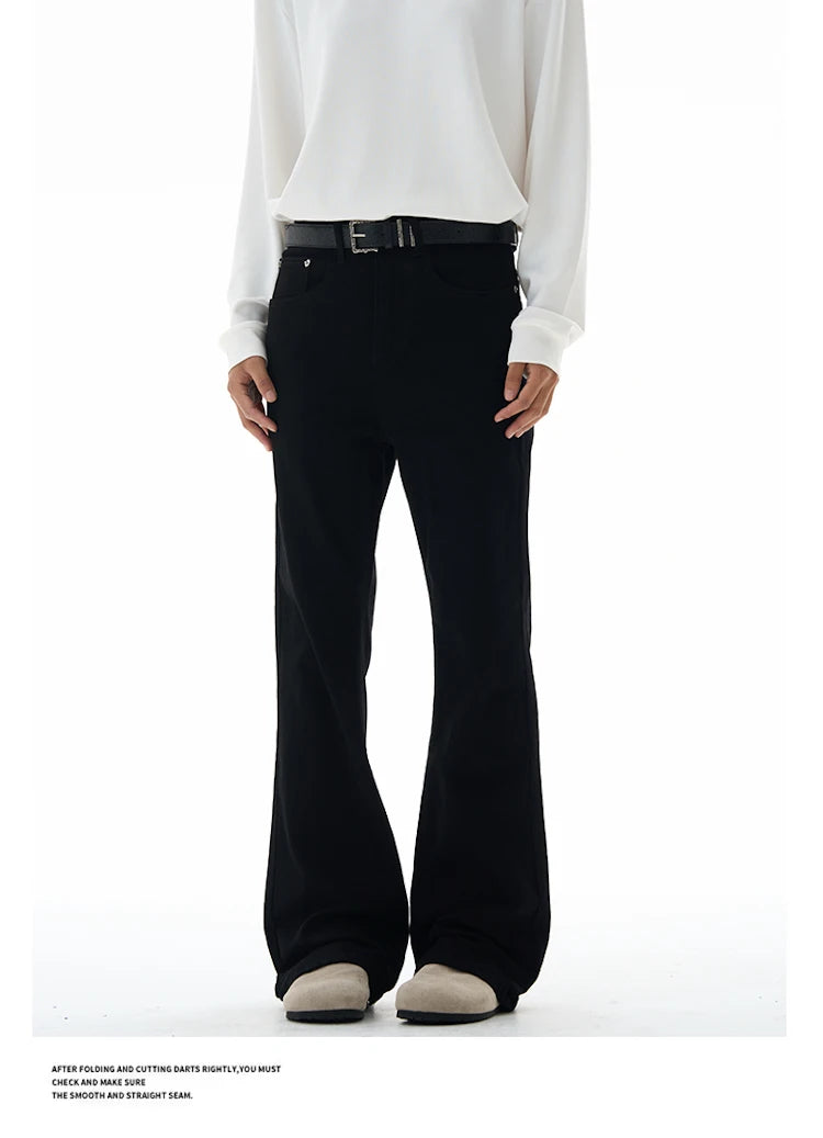 Men's Flared Pants Solid Stretch New Slim Wide Legs Fashion Trousers Hip Hop Casual Hippie Pants Male Streetwear
