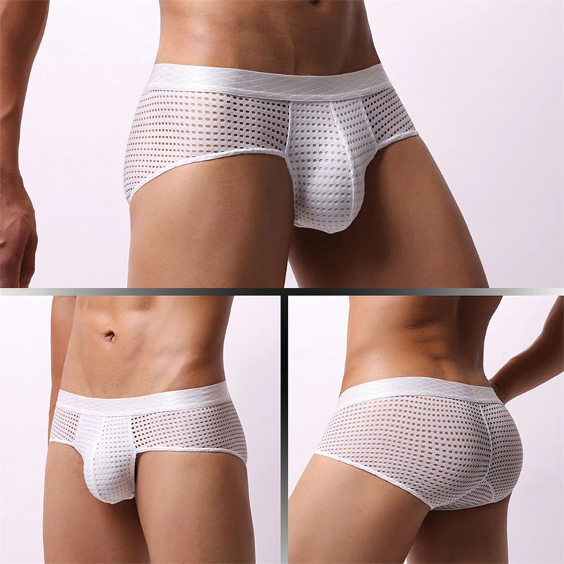 sexy tоy mens underwear Breathable mesh ropa interior hombre low waist calzoncillos hombres wide waistband sissy gay boxers new