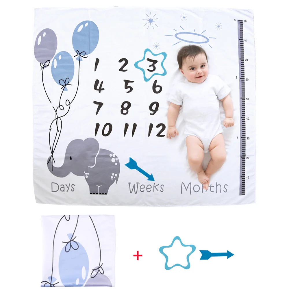 Ylsteed Newborn Milestone Blankets Baby Monthly Growth Souvenirs Infant Photo Shooting Background Blanket Match Wood Dics Card