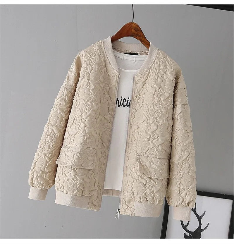 Solid Color Ladies Short Baseball Jacket 2026 New Korean Spring Casual White Jacket Top Female Cardigan Zipper Jackets Fashion