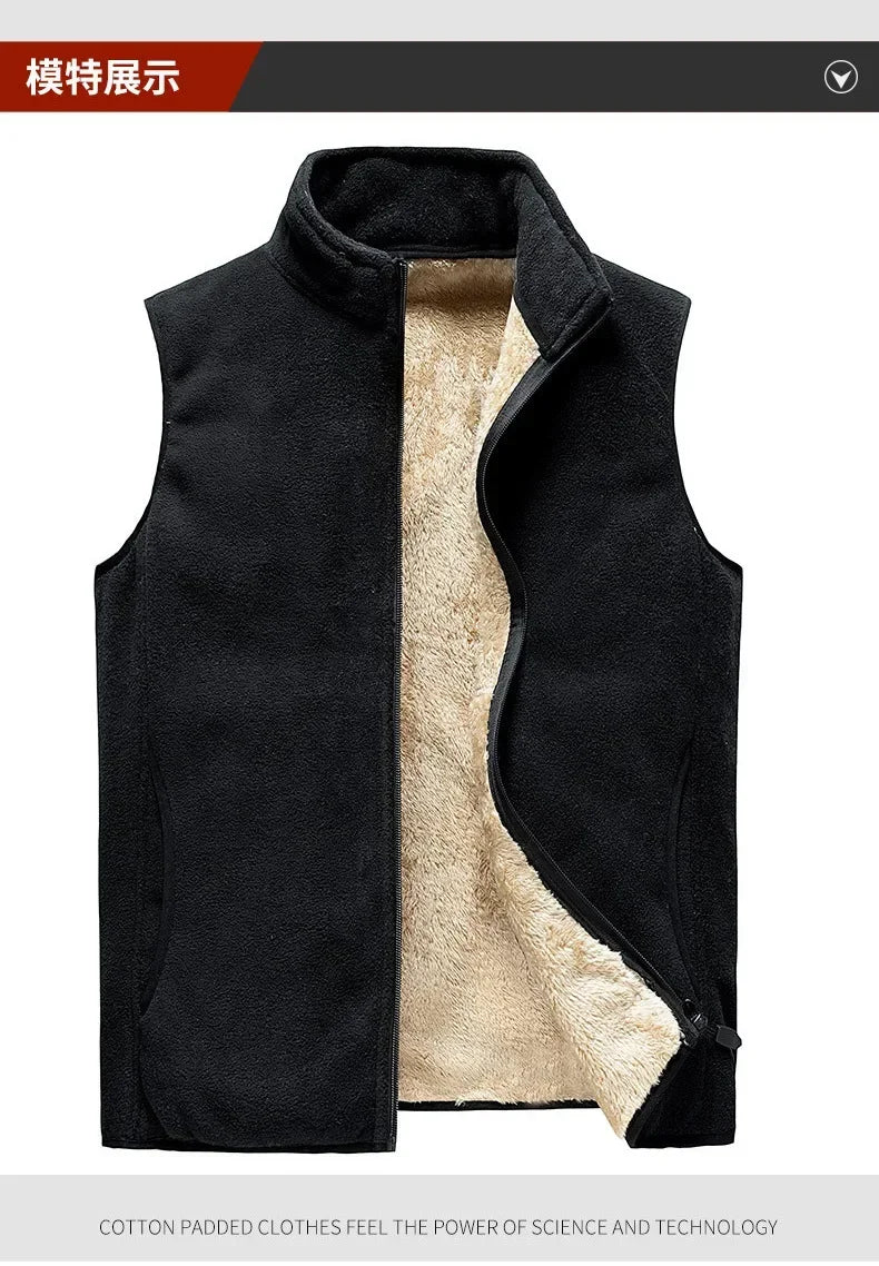 lamb cashmere waistcoat for men Brand Winter Jacket Men Vest Men Zipper Mens Jacket Sleeveless Casual Winter Waistcoat Men S-8XL