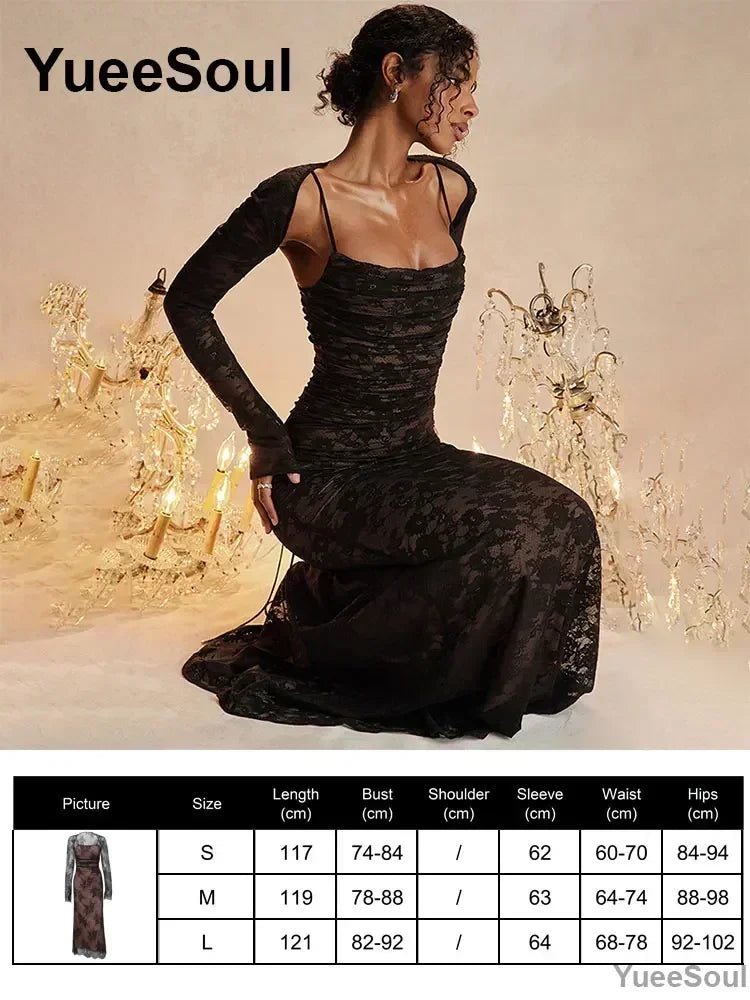 Halloween Gothic Grunge Punk Women Dress Long Sleeve Lace Slim Black Dresses 2026 New Y2K Harajuku Lolita Fairy Core Party Dress