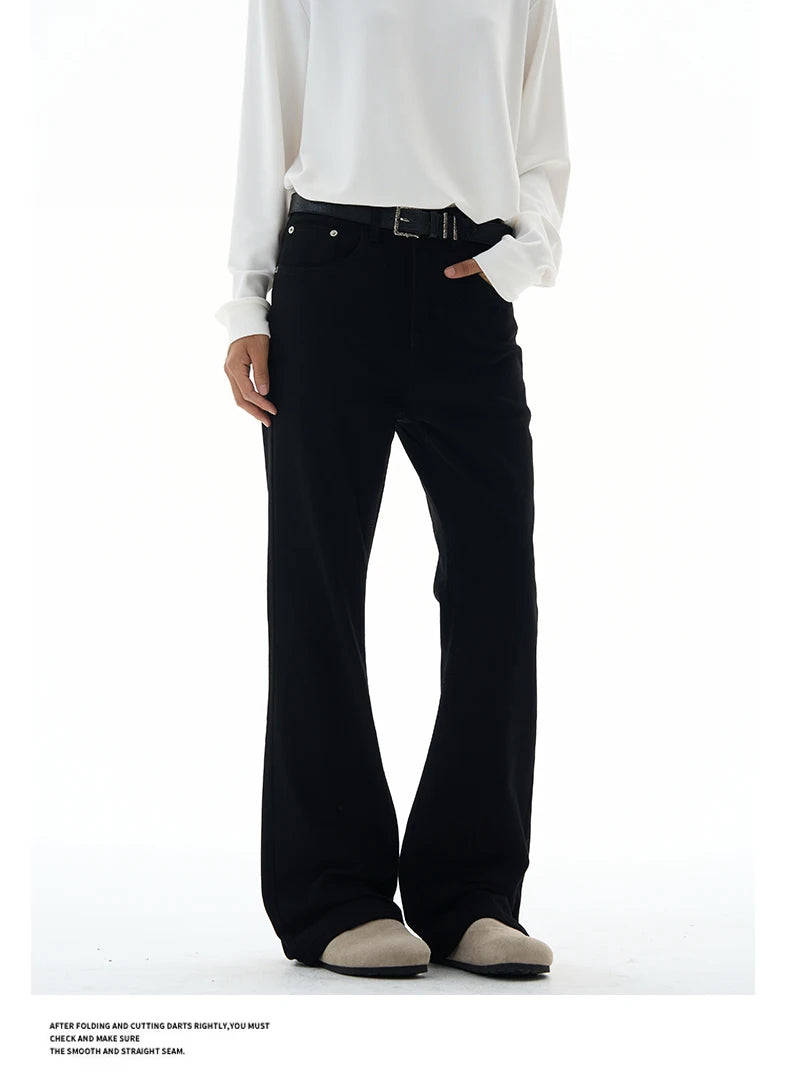 Men's Flared Pants Solid Stretch New Slim Wide Legs Fashion Trousers Hip Hop Casual Hippie Pants Male Streetwear