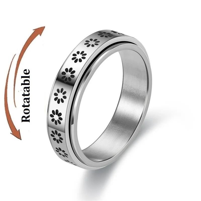 Titanium Steel Rotatable Chain Fidget Spinner Mens Rings Multifunction Anti Stress Knuckle Ring Accessories Anillo Hombres