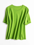 SuyaDream, 100%Merino Wool Pullovers for Woman, Round Neck, Short Sleeved Sweaters, 2025 Fall Winter Soft Warm Top, Pink, Olive