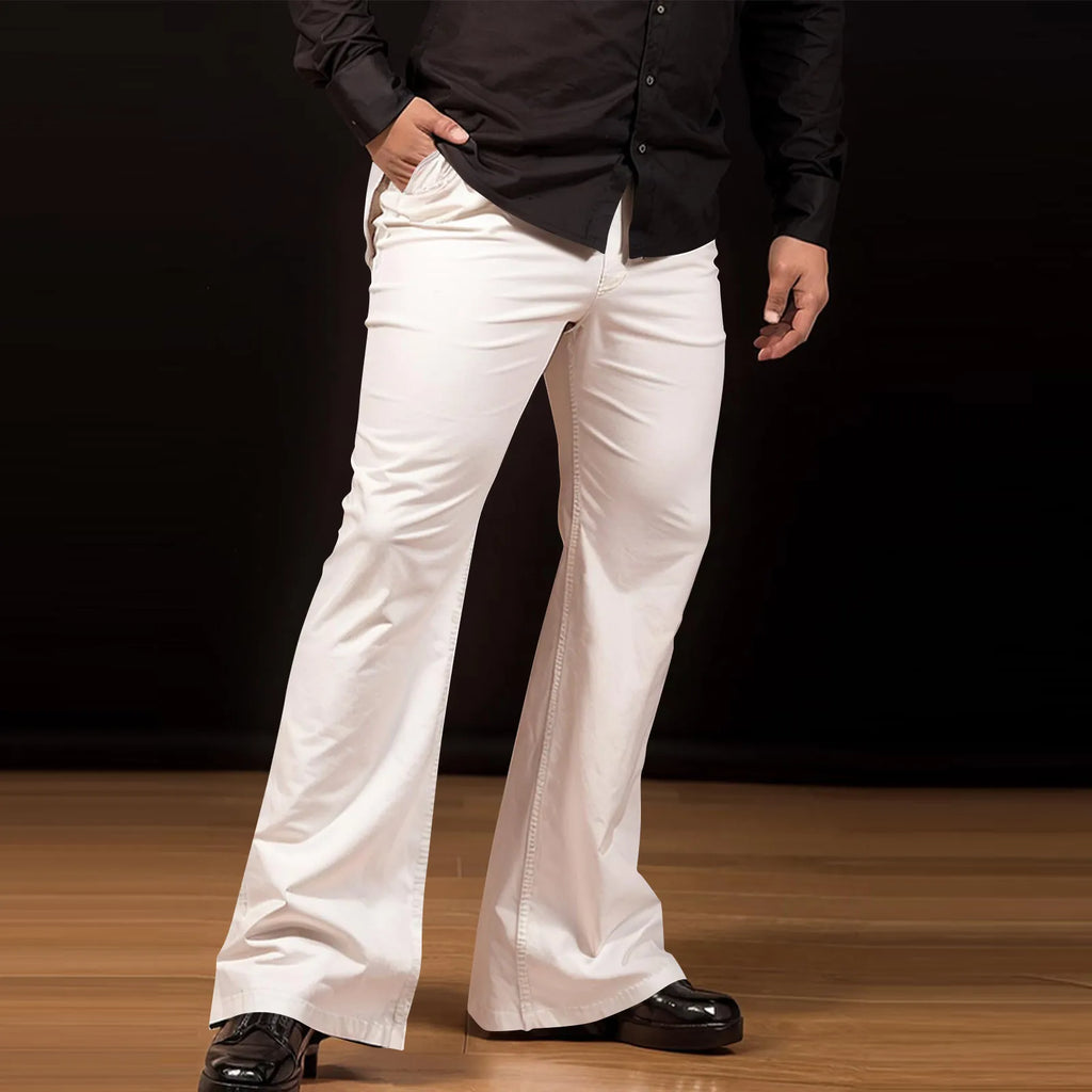 Flare Pants Men Spring Solid Color Daily Simple Classic Trousers Chic Comfortable Hip Hop Mopping Bottoms Disco Flared Pants