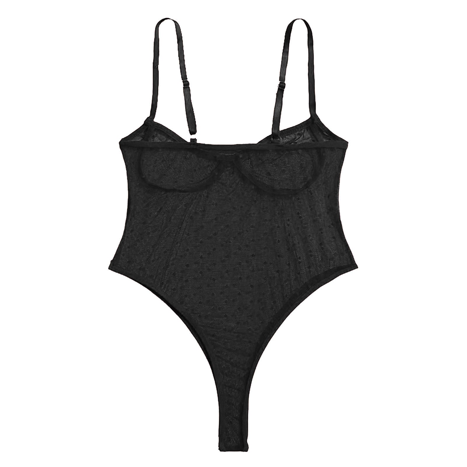 Sexy Underwear Women'S Backless Mesh Bodysuit Lace Up Sheer Teddy Nightie Lingerie Fishing Net Sleepwear Steel Ring Pajamas