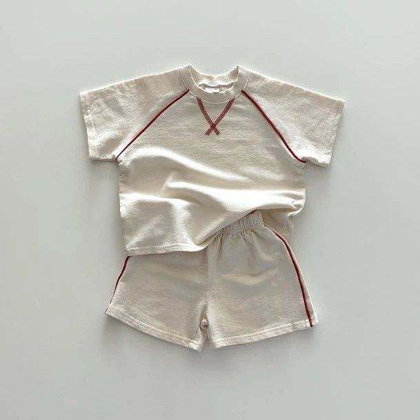 Korean Style Newborn Baby Boys Girls Sport Wear Clothing Suit Short Sleeved Cotton Solid Color T-shirt+Shorts Children Tracksuit