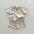 Korean Style Newborn Baby Boys Girls Sport Wear Clothing Suit Short Sleeved Cotton Solid Color T-shirt+Shorts Children Tracksuit