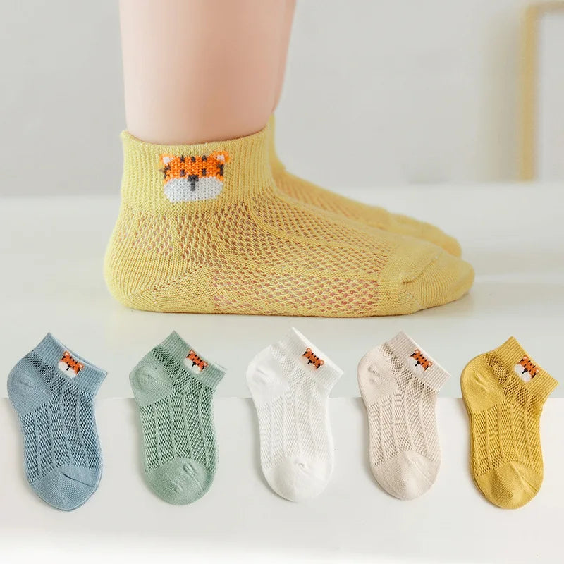 Girls Summer Mesh Thin Sock Cotton Baby Short Socks 5 Pairs Toddler Boys Kids Children Colorful Socks 5 pairs WMF043