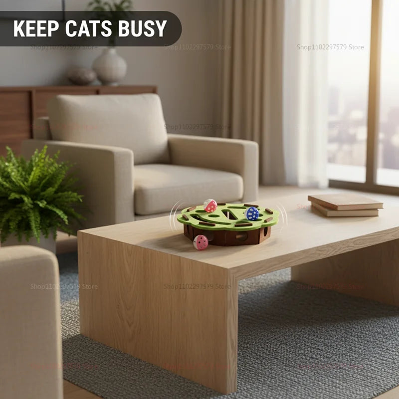 Interactive Cat Toys for Indoor Cats Self Entertainment Felt Maze Box with Digging Holes Bell Balls Relieves Boredom for Pets
