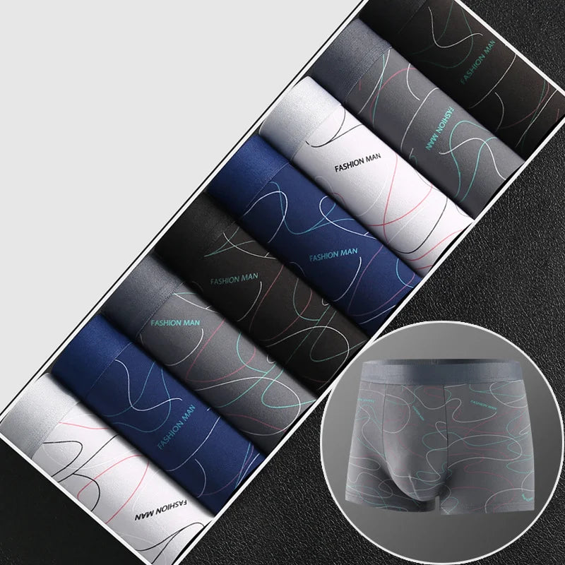 8Pcs Men Underwear Men BoxerShorts Men Printed Panties Soft Comfortable Men Underpants Man Sexy Breathable Fashion Sports Boxers