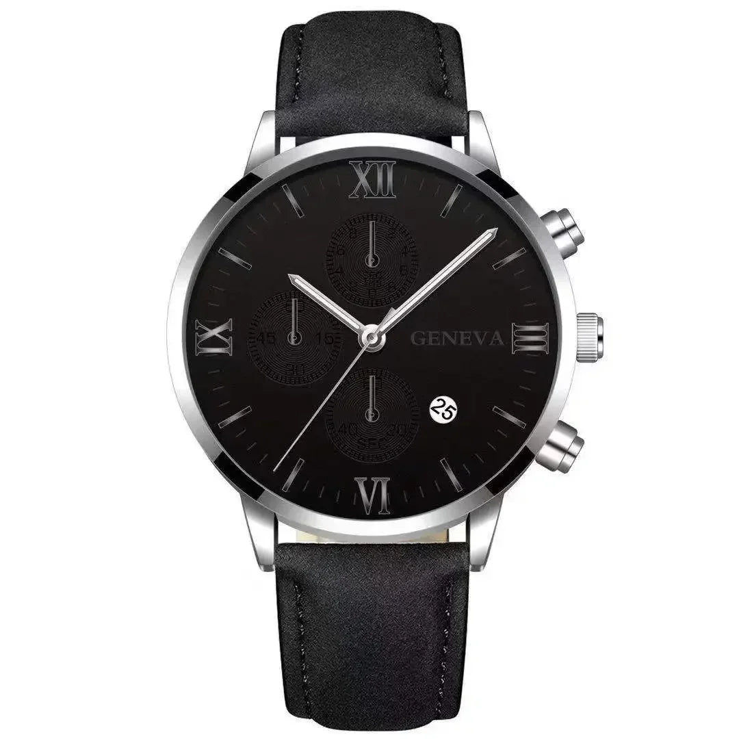 1PC Black Quartz Watch Men Roman Dial Watch Fashion Round Date Quartz Watch for Sports Relogios Masculino Relojes Para Hombres