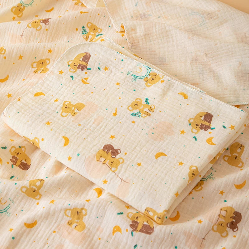 1 Piece of Double-Layered Baby Swaddle Blanket, Soft and Breathable, with Cute Patterns, Multifunctional Newborn Wrap Blanket, Baby Quilt, Baby Swaddle Sheet, Suitable for All Seasons