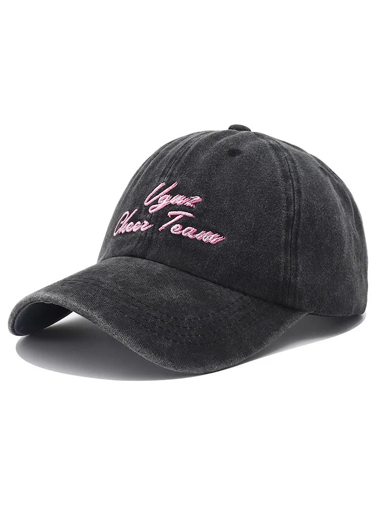 Unisex Letter Embroidery Washed Cotton Baseball Cap Adjustable Vintage Distressed Dad Hats for Women Men Gorras Para Hombres