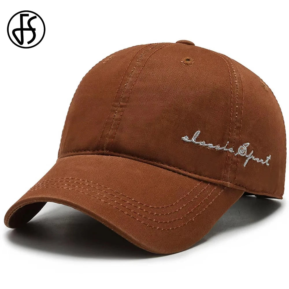 FS Vintage Brown Letter Baseball Cap For Men Brand Women Hat Summer Streetwear Hip Hop Caps Cotton Trucker Hats Gorras Hombre