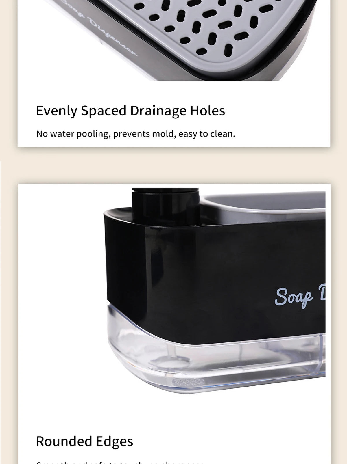Dishwasher Dispenser, Press Type Manual Soap Dispenser, 2-in-1 Liquid Dispensing Methods, Easy to Detachable and Washable Sponge