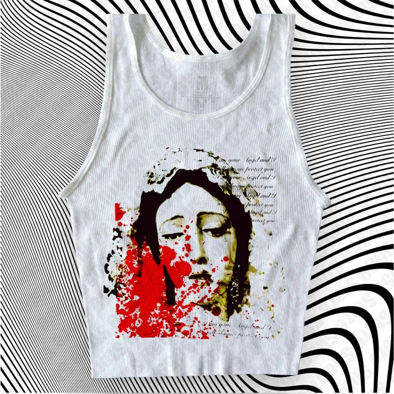 Gothic Letter Print Baby Tees Y2K Vintage Clothes Aesthetic Kawaii Summer Slim 2000s Top Streetwear Short Sleeve E-girl Crop Top