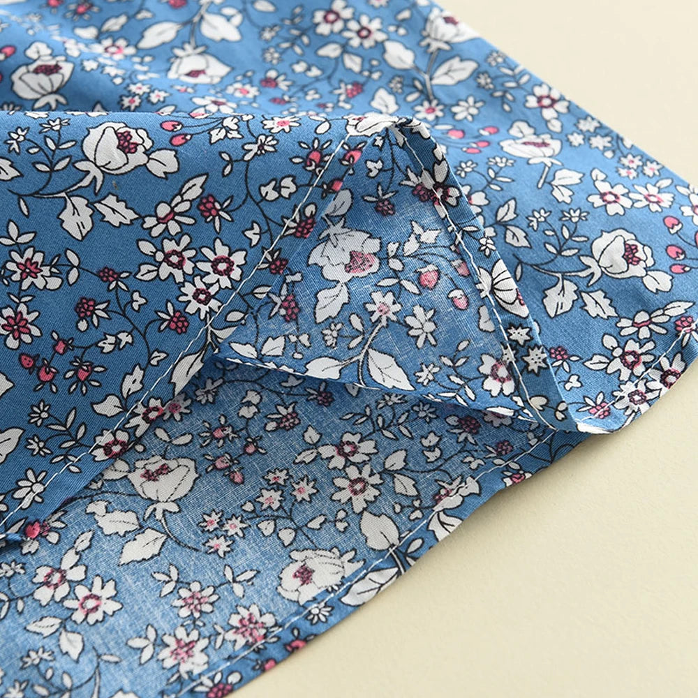 Melario Toddler Kids Baby Girl Floral Blue Blouse T-shirt Pants Summer 2PCS Suit Infant Girl Clothes 2-6 Years New Girls Outfits