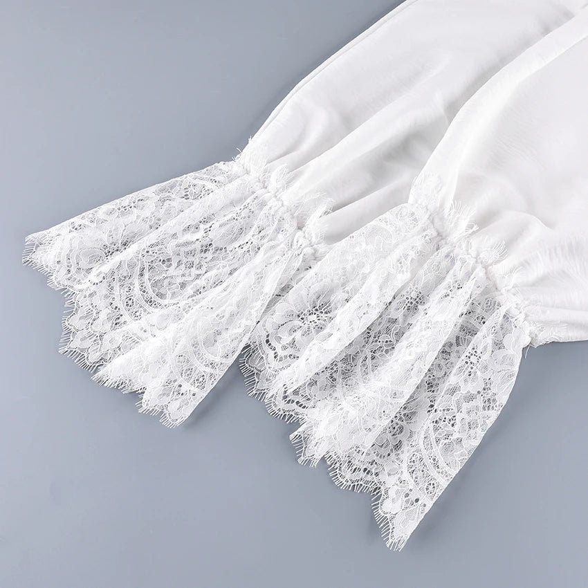 Linad Vintage Loose Lace Pencil Pants For Women White Elegant Elastic Waist Trousers Street Chic Ankle Length Pants 2025 Summer