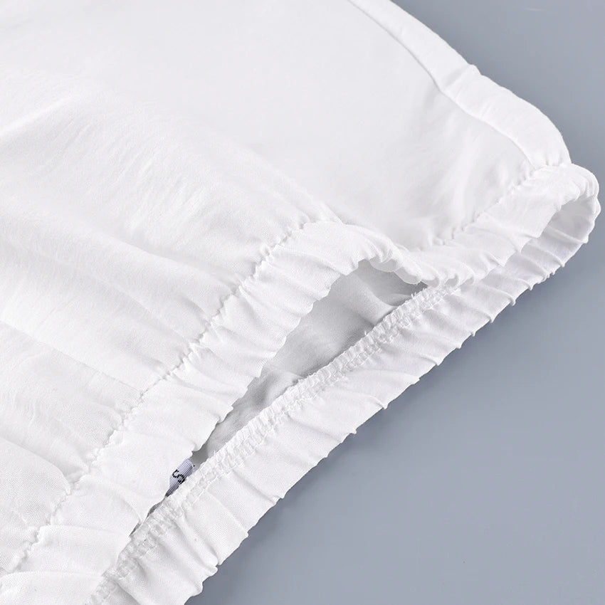 Linad Vintage Loose Lace Pencil Pants For Women White Elegant Elastic Waist Trousers Street Chic Ankle Length Pants 2025 Summer