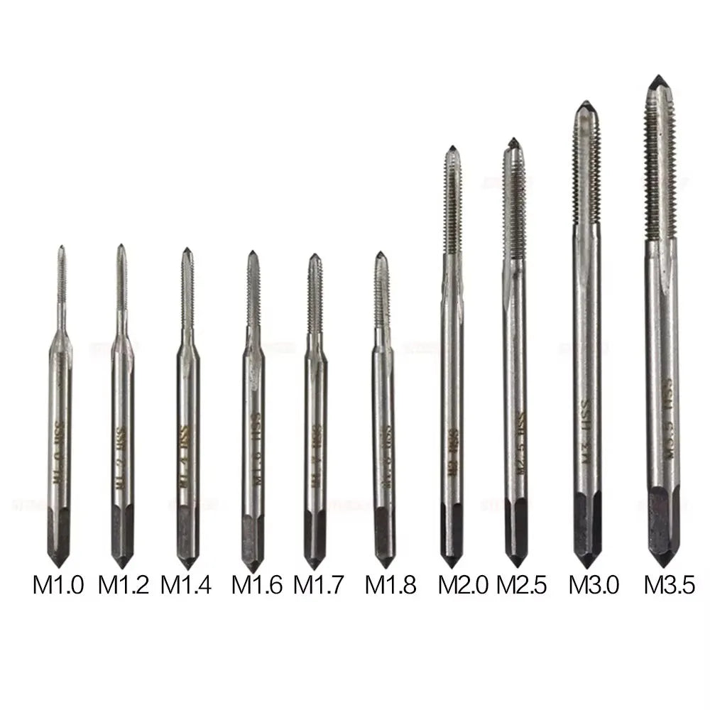 STONEGO 5PCS/7PCS Bearing Steel Taper Hand Spiral Point Straight Fluted Screw Thread Hand Tap Drill M3/M4/M5/M6/M8/M10/M12