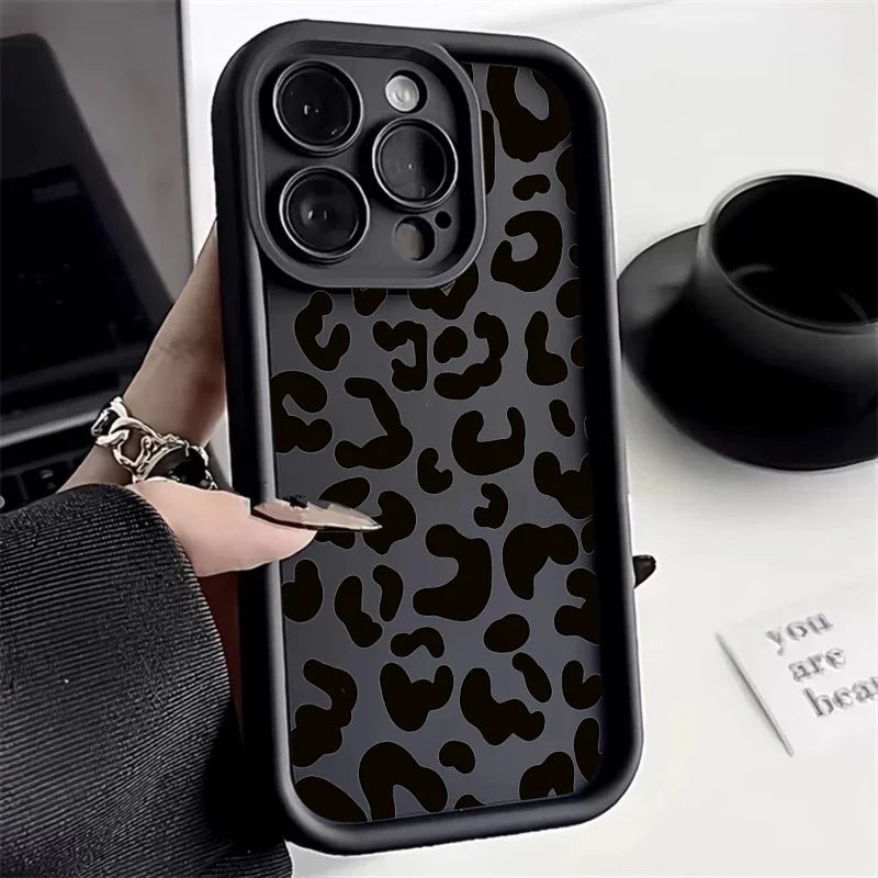 Leopard Print Pattern Phone Case for IPhone 11 12 13 14 15 Pro Max X XR XS Max 7 8 Plus SE2 Shockproof Silicone Soft Back Cover
