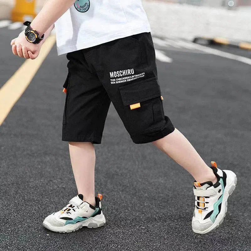 3-14 Years Summer Teenage Boys Pants 3 Color Casual Letter Short Trousers For Kids 3-14 Years Children Sports Shorts Pants