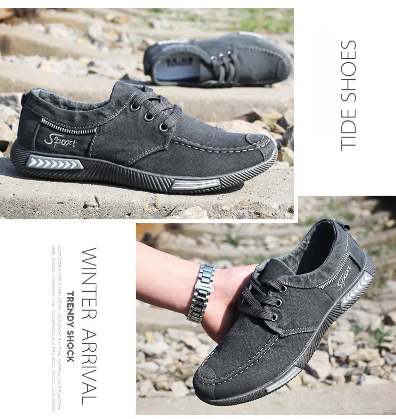 Denim Men Shoes Flat Walking Sneakers Fashion Male Canvas Shoes 2025 New Comfortable Casual Shoes for Men Brand Tenis Hombres