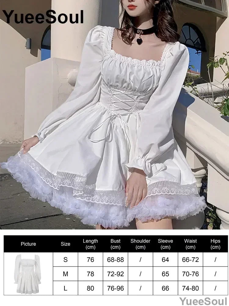 Halloween Gothic Grunge Punk Women Dress Long Sleeve Lace Slim Black Dresses 2026 New Y2K Harajuku Lolita Fairy Core Party Dress