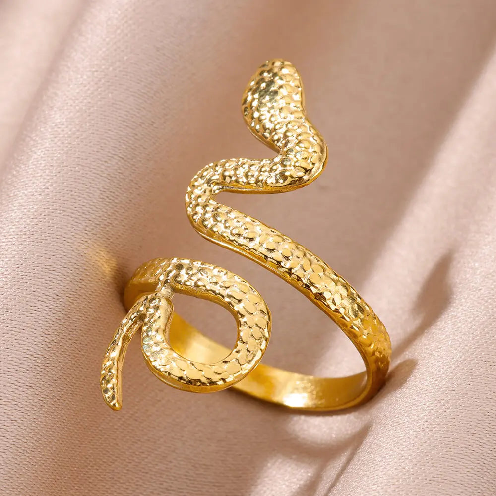 Snake Rings for Women Men Waterproof Stainless Steel Ring Gothic Gold Color Couple hombres Aesthetic Jewelry anillos mujer