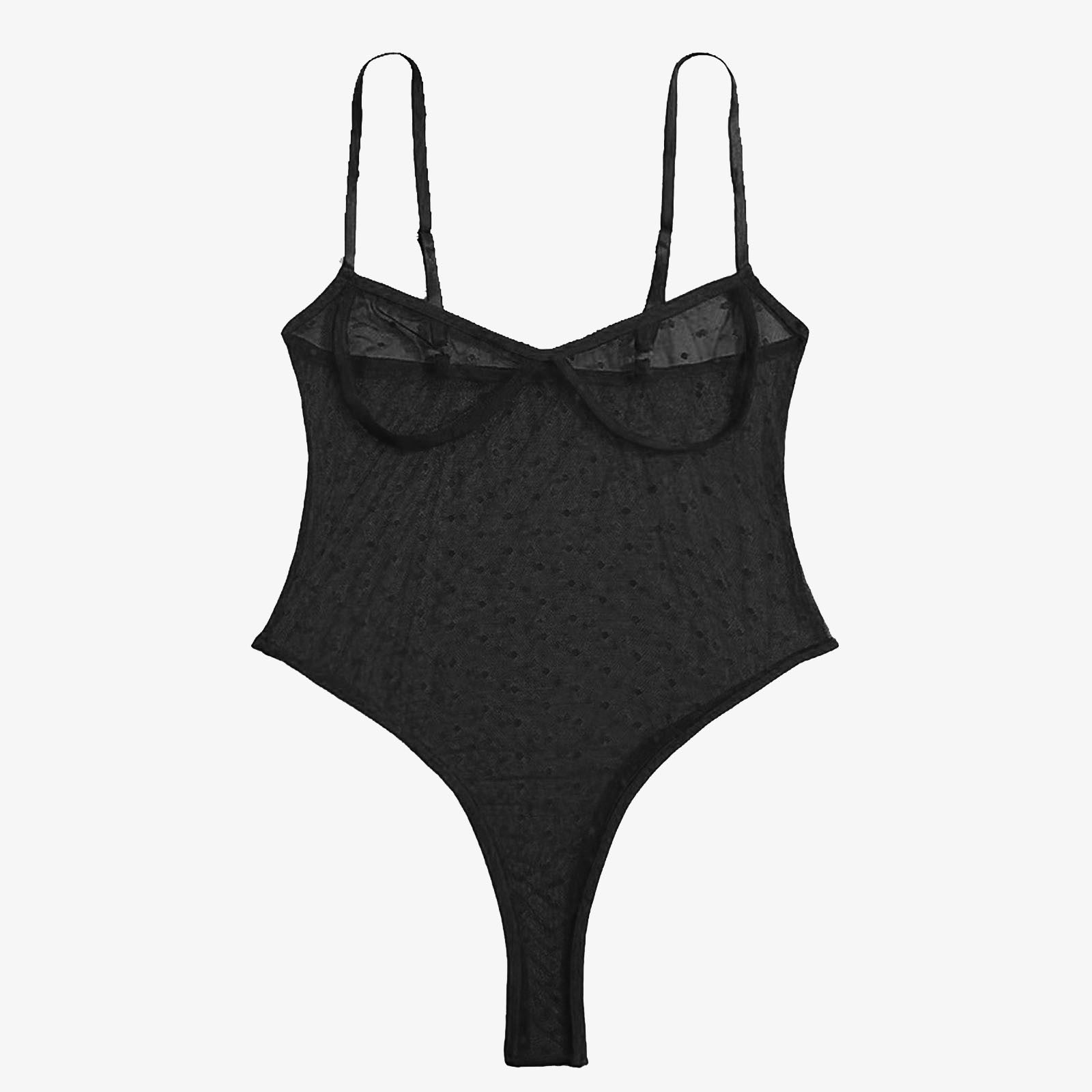 Sexy Underwear Women'S Backless Mesh Bodysuit Lace Up Sheer Teddy Nightie Lingerie Fishing Net Sleepwear Steel Ring Pajamas