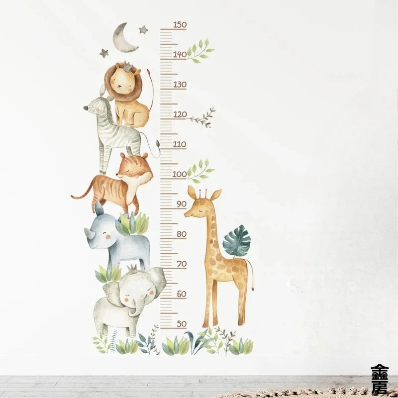 3PC Cartoon Animal Height Ruler Wall Stickers for Waterproof Removable PVC Home Decoration