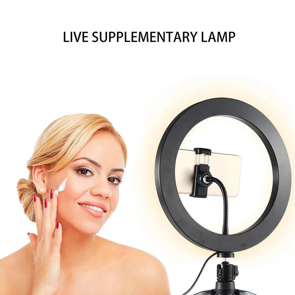 10" LED Ring Light with Tripod Stand Dimmable for Makeup & Live Streaming
