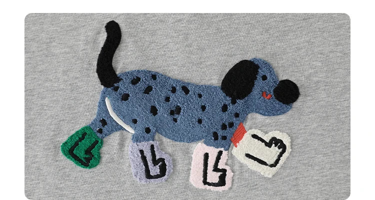 CHIC VEN Women T-Shirts Loose Streetwear Unisex Fun Dog Embroidered Short Sleeve Cotton Girl Tees Female Top Summer 2025