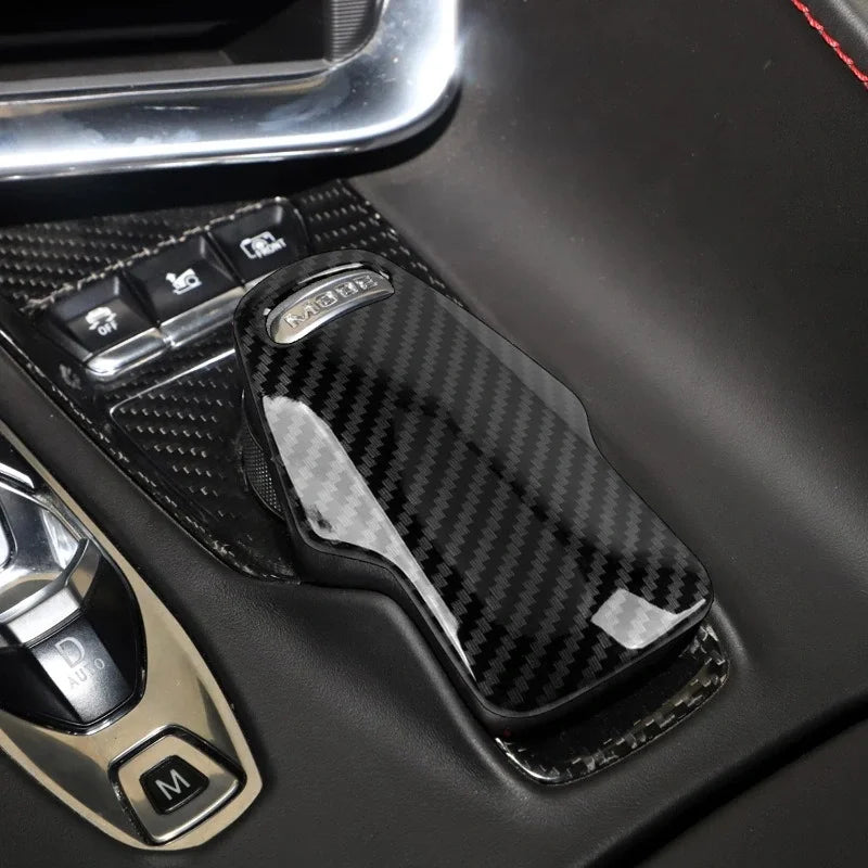 Car Accessories For Chevrolet Corvette C8 2020-2025 ABS Carbon Fiber Style Interior Gear Shift Knob Head Cover Trim 1pcs