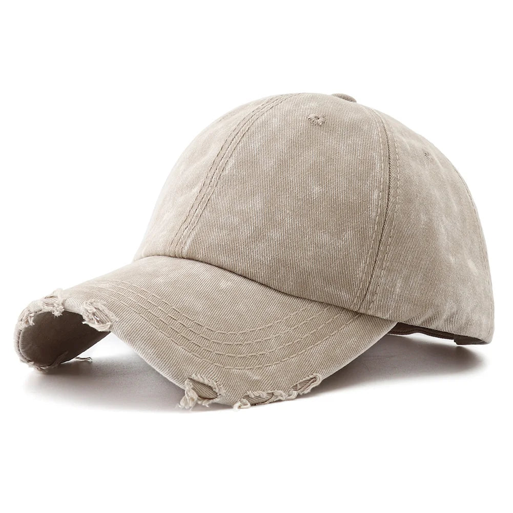 2024 New Vintage Washed Denim Baseball Cap Women Black Solid Color Distressed Jean Snapback Hats for Men Gorras Para Hombres