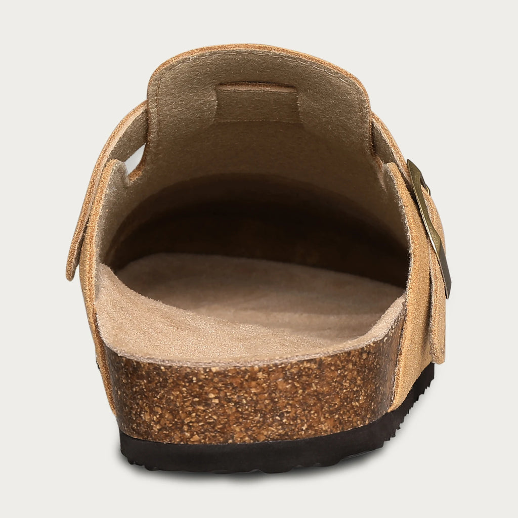 Shevalues Men Clogs Slippers Cow Suede Clogs For Men Leather Mules Men Fashion Beach Shoes Men Outdoor Classic Cork Sandals Men