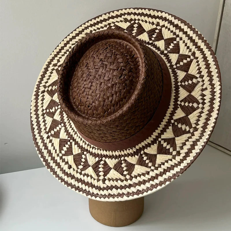 Straw hat women breathable sun hat fashion hollow retro straw hat hand-woven summer travel straw hat gorras para hombres