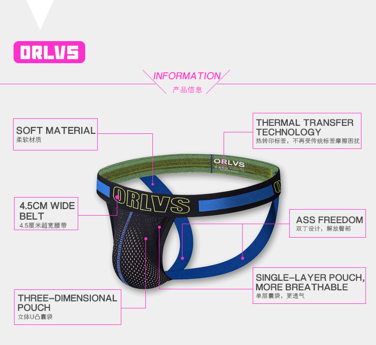 2PCS Men Underweaar Sexy Cotton Jockstrap Briefs Underpants Cueca Gay Underwear Men Thong Men String homme