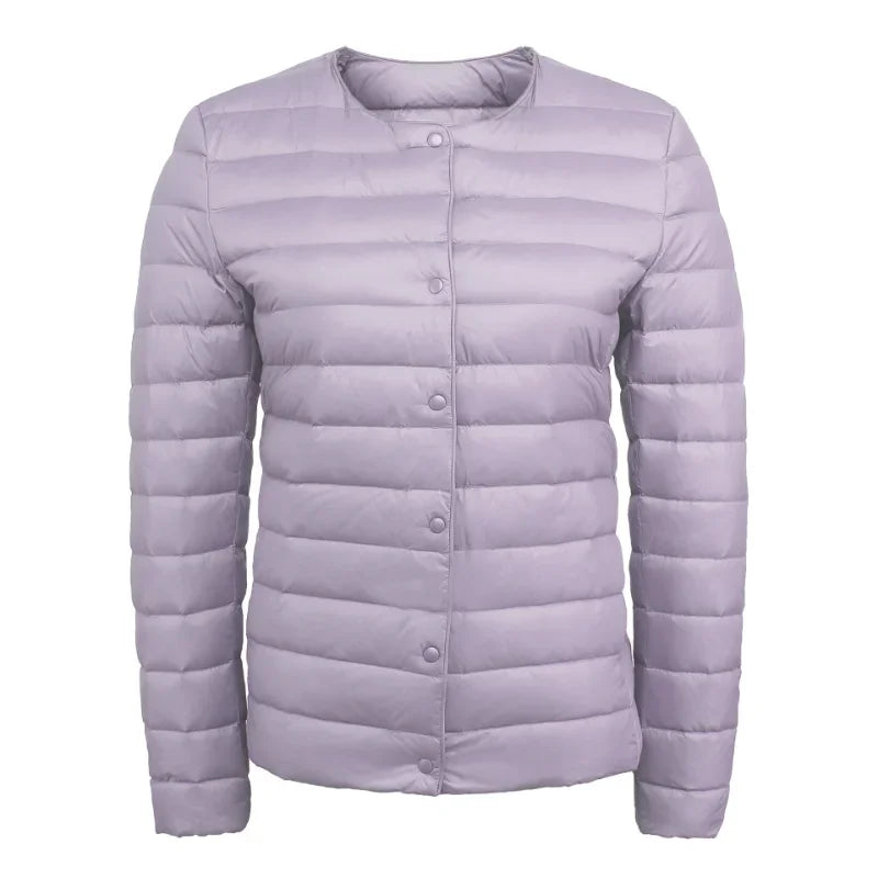 2024 New Spring Winter Women Liner Warm Down Jackets Ultralight Collarless Portable Female Padded Parkas O-Neck Puffer Overcoat