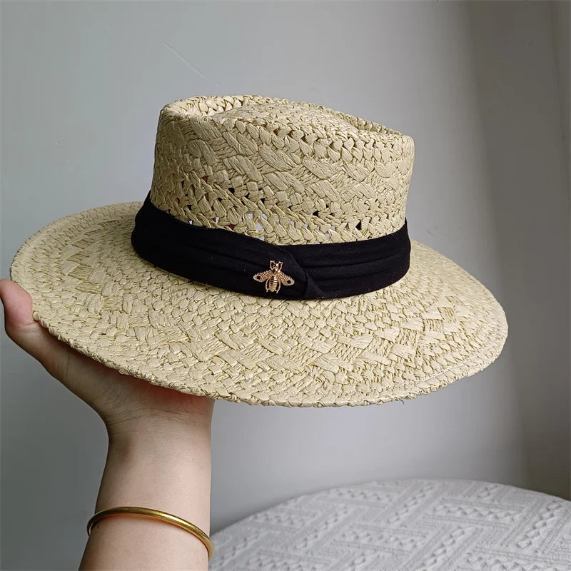 Straw hat women breathable sun hat fashion hollow retro straw hat hand-woven summer travel straw hat gorras para hombres