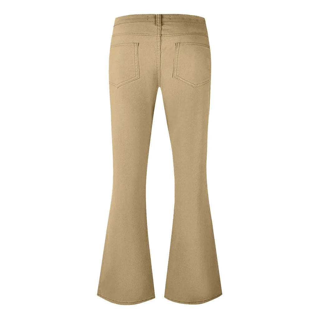 Flare Pants Men Spring Solid Color Daily Simple Classic Trousers Chic Comfortable Hip Hop Mopping Bottoms Disco Flared Pants