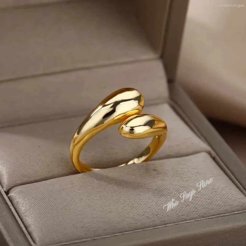 Rings for Women Stainless Steel Rings Classic Gold Color Adjustable Rings Wedding Aesthetic Jewelry Gift Anillos Para Hombres